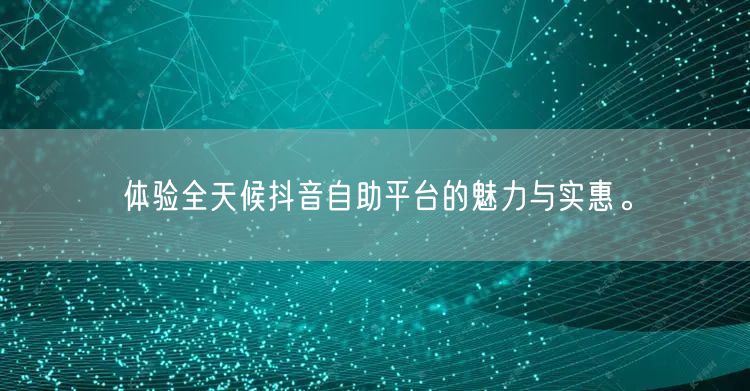 体验全天候抖音自助平台的魅力与实惠。