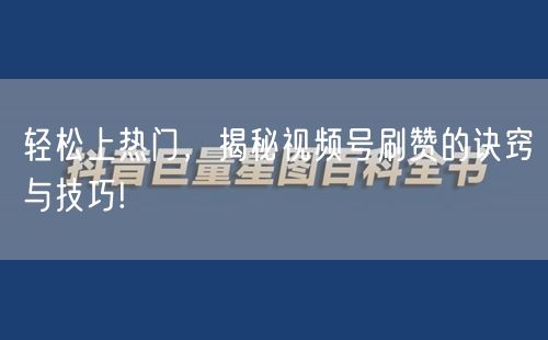 轻松上热门，揭秘视频号刷赞的诀窍与技巧!